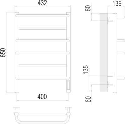 Полотенцесушитель электрический Terminus Евромикс П6 400х650