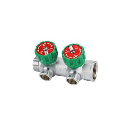 Коллектор регулирующий Varmega VMMM01-C05152, 3/4", на 2 выхода 3/4"ЕК, хромированный