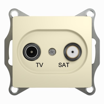 Розетка двухместная TV+SAT оконечная 1dB SE Glossa Бежевый, GSL000297