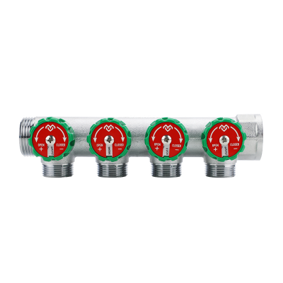 Коллектор регулирующий Varmega VMMM01-C06154, 1", на 4 выхода 3/4"ЕК, хромированный