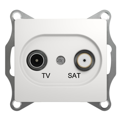 Розетка двухместная TV+SAT проходная 4dB SE Glossa Белый, GSL000198