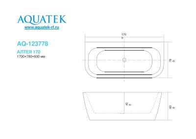 Ванна акриловая пристенная Aquatek Алтея 170х78