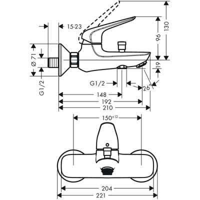 Смеситель для ванны и душа Hansgrohe Novus 71040000