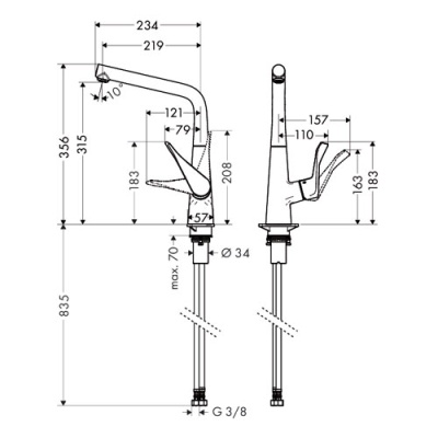 Смеситель для кухни Hansgrohe Metris хром 14822000