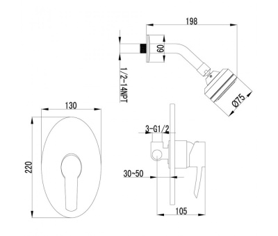 Смеситель для душа Lemark Atlantiss LM3220C