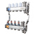 Коллектор из нержавеющей стали Valtec 1"x3/4"с регулирующими клапанами и расходомерами 4 выхода