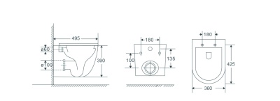 Унитаз подвесной безободковый Terminus Аврора 01W49x36W