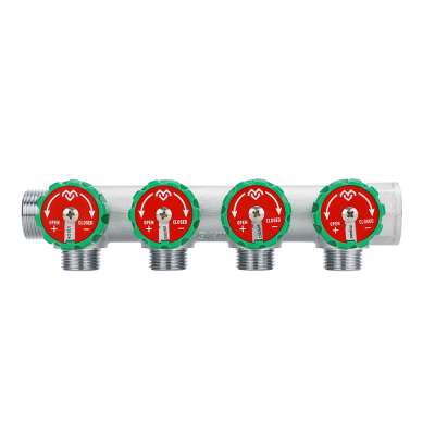 Коллектор регулирующий Varmega VMMM01-C05154, 3/4", на 4 выхода 3/4"ЕК, хромированный